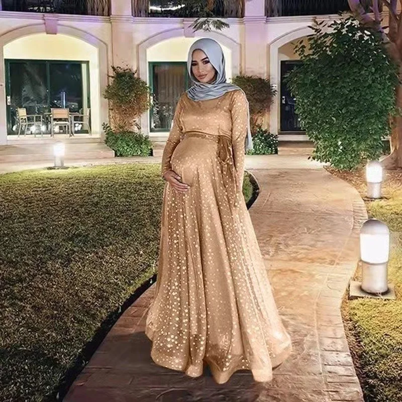 

Dress 3XL-5XL Digital Print Double Layer Maternity Long Dress Muslim Fashion Loose Kaftan Abayas for Women Turkish