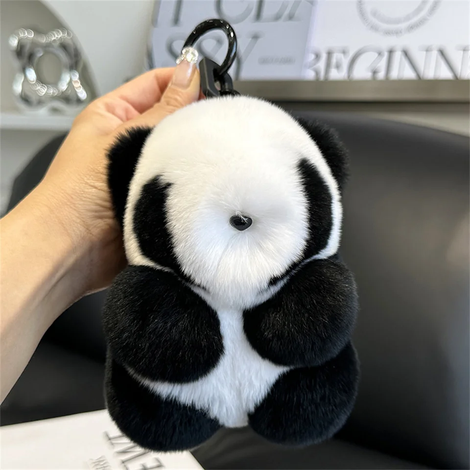 Милый плюшевый брелок для ключей изысканный медведь из меха игрушка модное