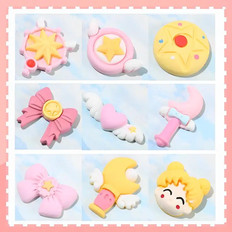 

Sailor Moon Glow Accessories Magic Stick Bow Shape Handmade Cream Gel Phone Case Earing Headrope Resin Decoration Children's Toy
