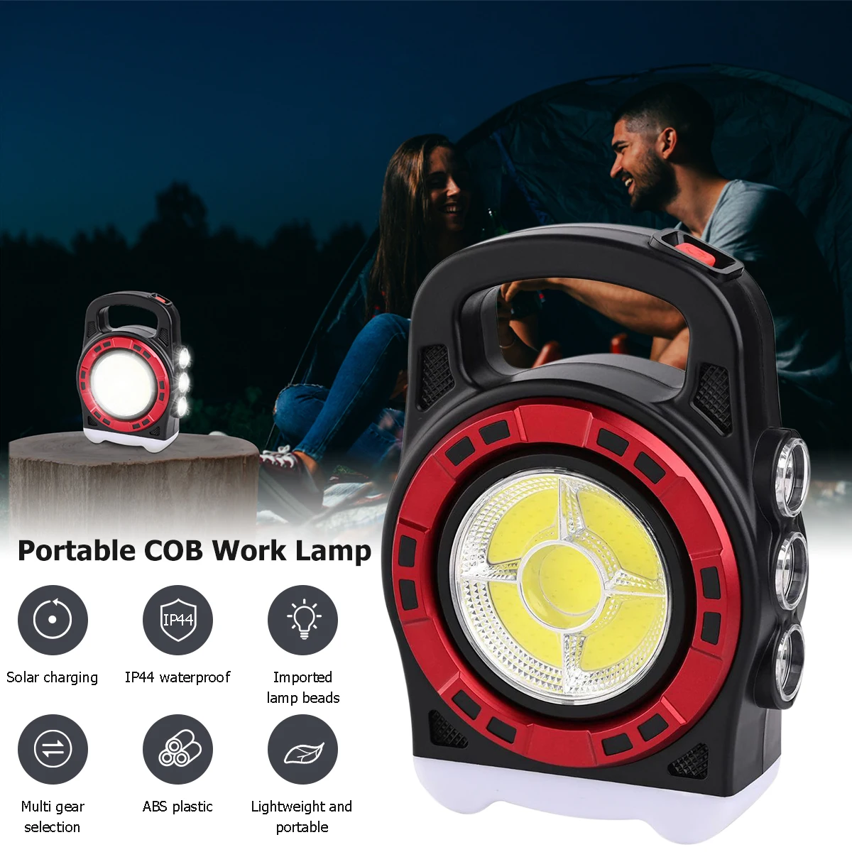 

Outdoor Searchlight Solar Portable Lantern USB Rechargeable Flashlight Waterproof Emergency Light Camping Working Tent Torch