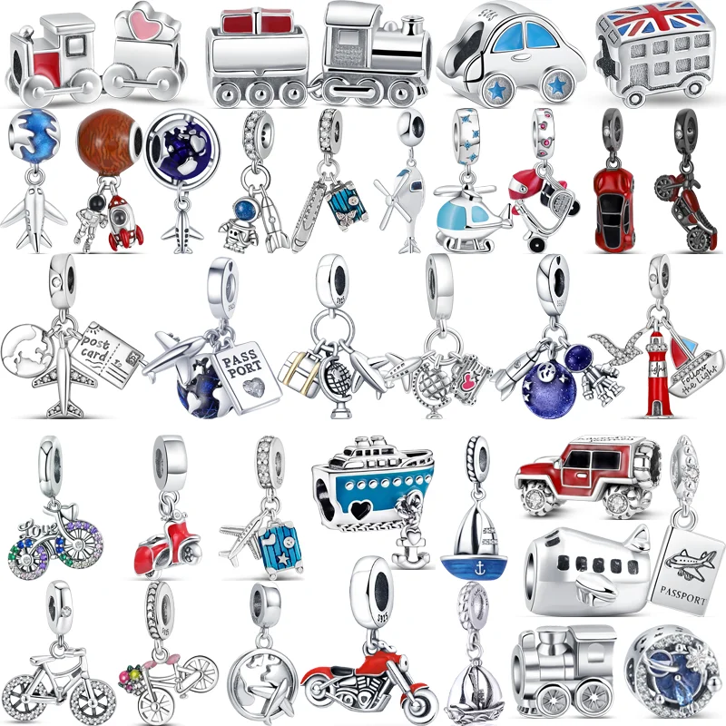 Nuovo 925 Argento Aereo Treno Auto Bicicletta Barca A Vela Stile Traffico Ciondolo Perline Fit Originale Pandora Braccialetto Di Fascino Gioielli Da D