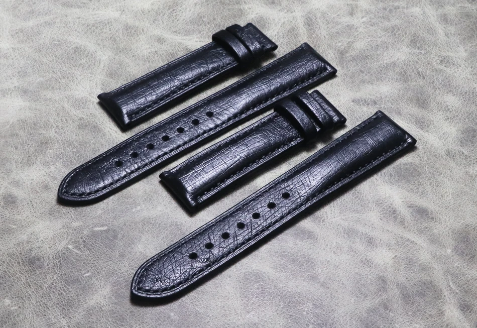 Handmade Thin Men Premium Strap 18 19 20 21 22mm True Belt Wrist Band Real Leather Ostrich Skin Watchband Watch Chain Bracelet
