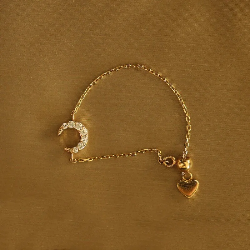 

Creative Design New Silver Inlaid Crystal Moon Thin Chain Ring Adjustable Exquisite Sweet Light Luxury Ladies Jewelry