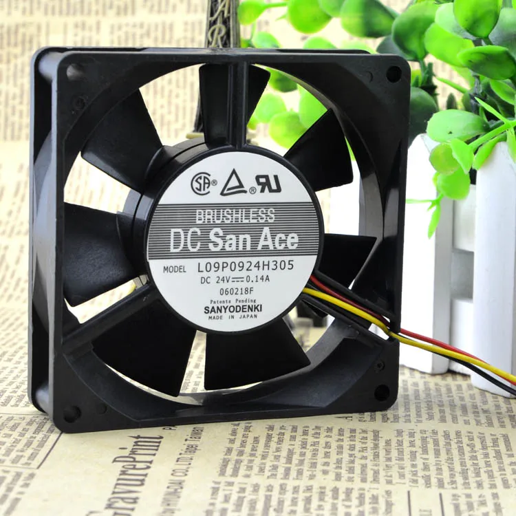 

BRAND NEW ORIGINAL SHANYANG 9CM9225 24V 0.12A L09P0924H305 THREE WIRE DOUBLE BALL COOLING FAN