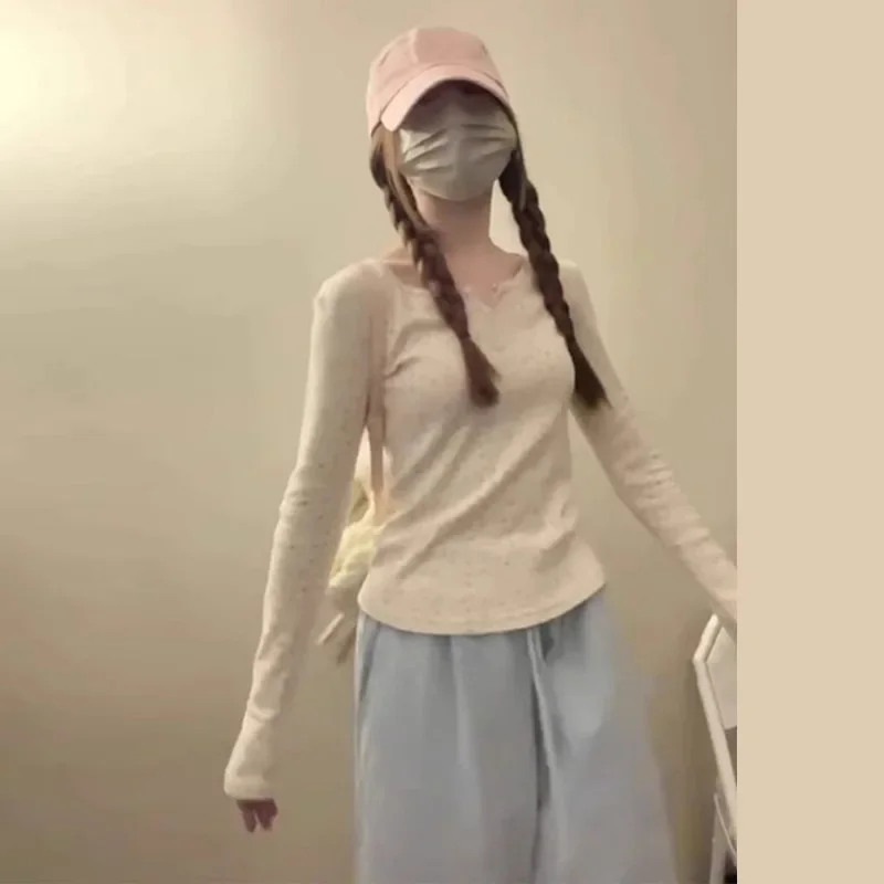 SweetFashionable2024 контрастного цвета облегающая футболка с длинными рукавами