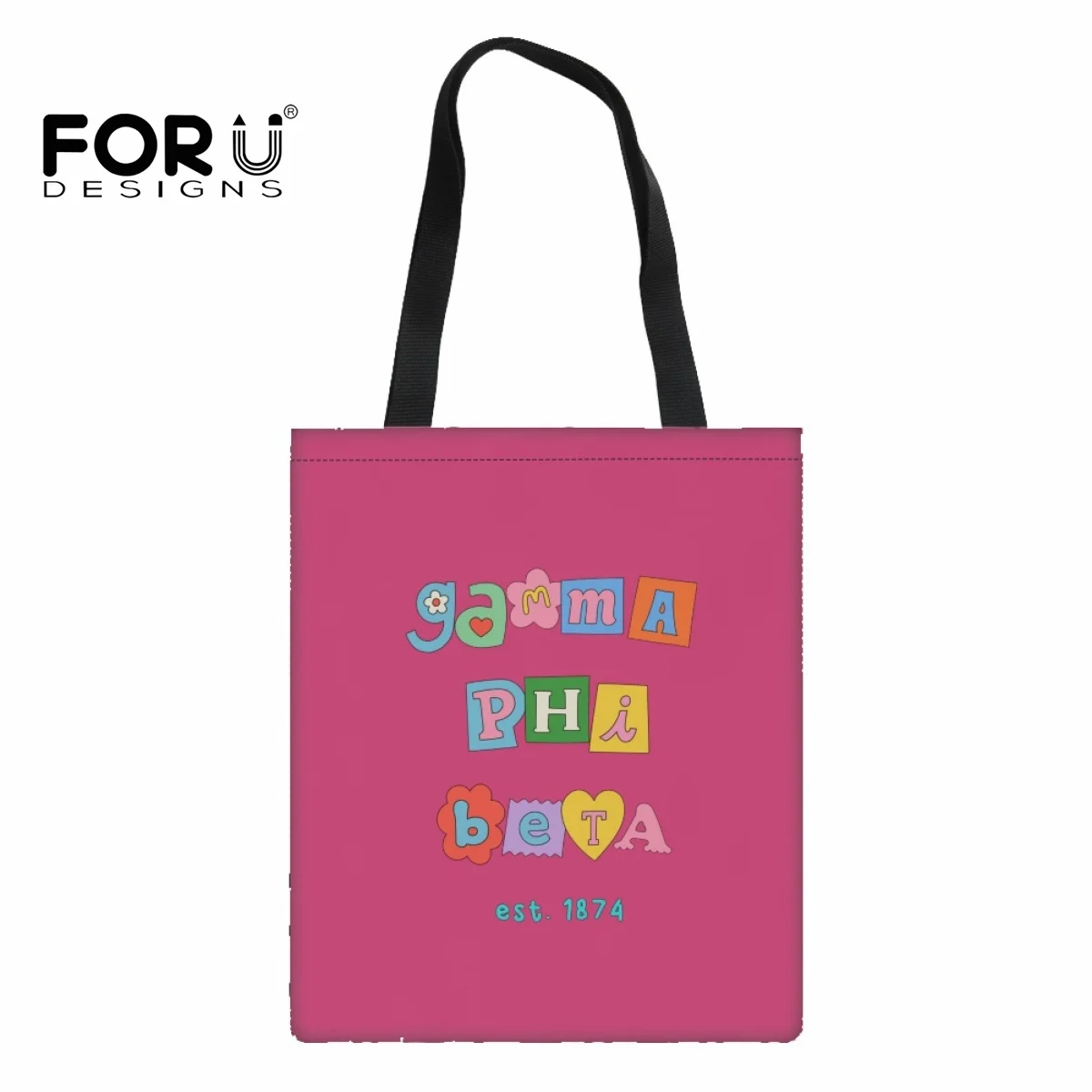 FORUDESIGNS Gamma Phi Beta Women's Handbags Foldable Shopping Bag Tote Pouch Storage Bag Organizer Shopper Bags Reusable Grocery