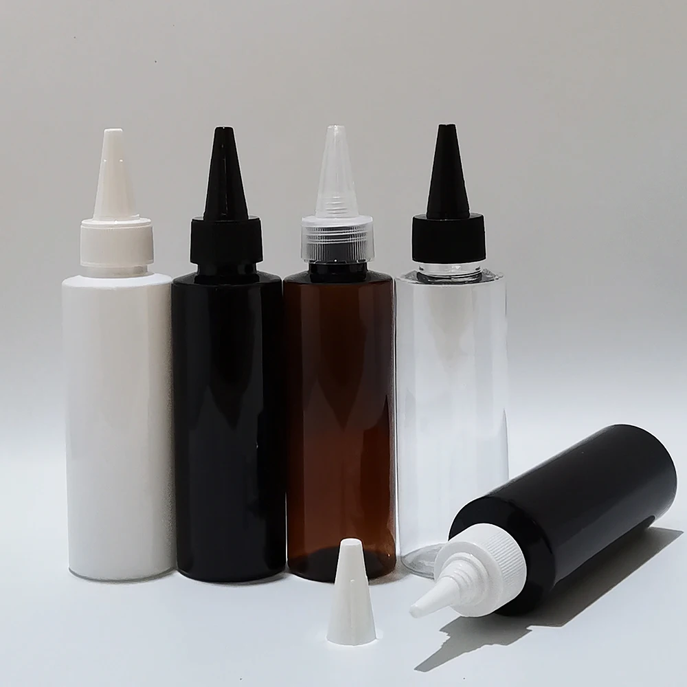 

120 мл Пустые янтарные/белые пластиковые бутылки с заостренными крышками для рта, 4 унции пустых бутылок для жидкого джема с крышкой, гель для душа