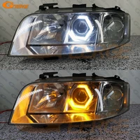 for audi a6 c5 4b s6 pre facelift ultra bright day light turn signal cotton white amber hex led angel eyes halo rings