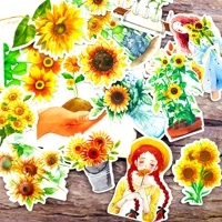 25pcs hand drawing retro sunflower sticker decoration flowers stickers for notebook planner scrapbooking diy paper stiker