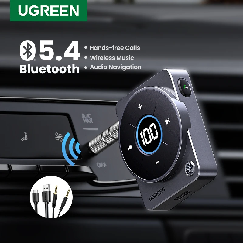 UGREEN Bluetooth 5 4 Aux адаптер беспроводной 3 мм аудио музыка для автомобиля 20 часов срок