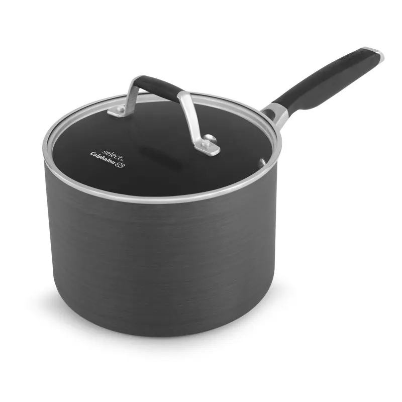 

Elegant Hard-Anodized Nonstick 3.5 Quart Saucepan with Secure Cover Comfortable, Ergonomic Helper Handle for Easy Handling and T