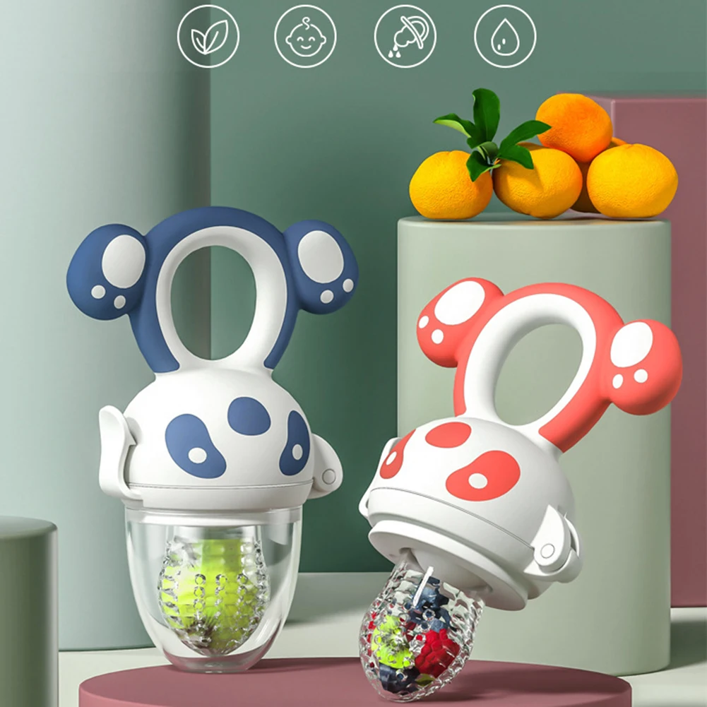 

Силиконовый Прорезыватель для зубов для новорожденных, кормушка для свежей еды, тренировочная палочка для фруктов, милая панда, пакет для е...