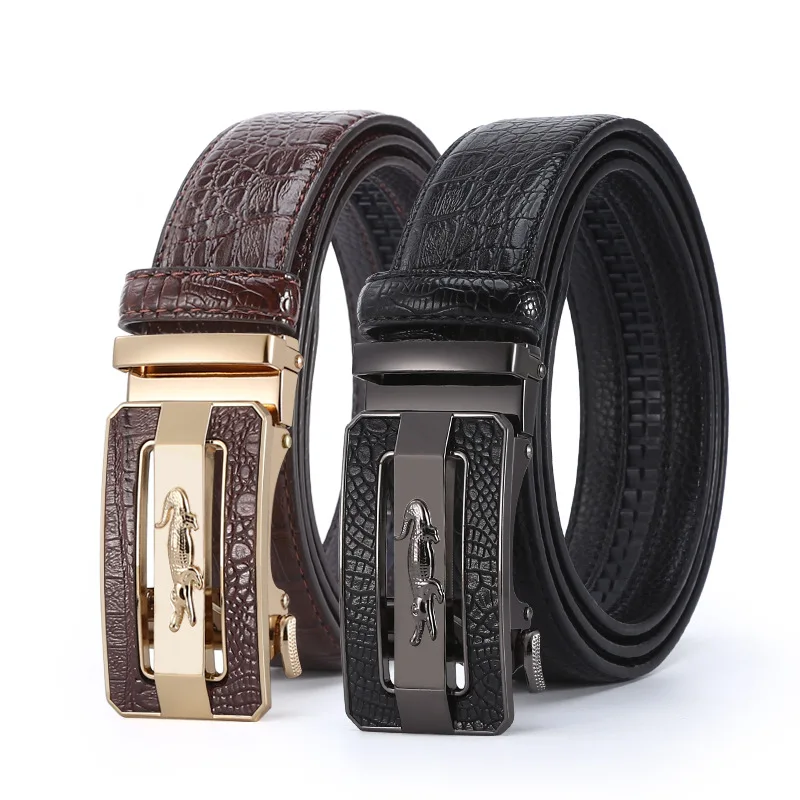 

Crocodile Men's Belt Business Casual Automatic Buckle Belt Young People Simple High-end Pure Leather Pants Brand Belt