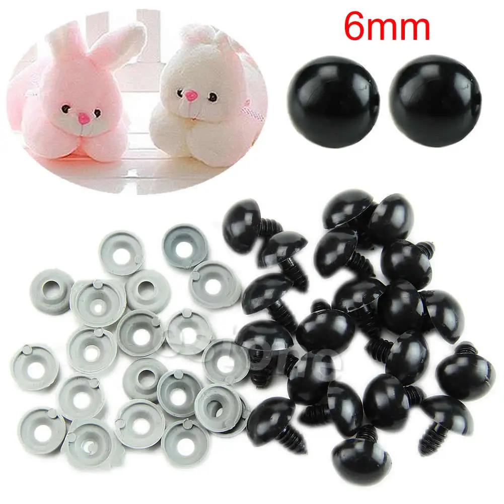 

900C 20pcs 6-20mm Black Plastic Safety Eyes for teddy bear/Dolls/Toy Animal/Felting