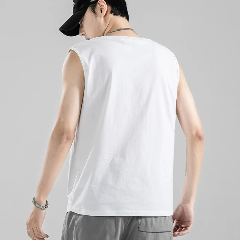 Summer Men's Tank Top Loose Basketball Bodybuilding Gym T-shirt Man Sleeveless Shirt Cotton Fashion Leisure Sports Men's Vest
