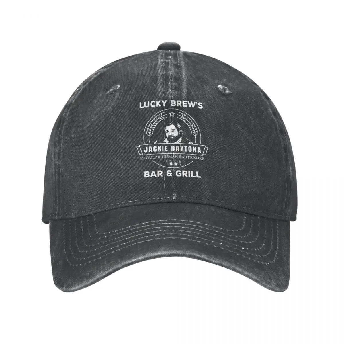 

Jackie Daytona Lucky Brew's Bar And Grill What We Do In The Shadows Baseball Cap Men Distressed Denim Sun Cap Golf Hats Cap