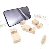 200Pcs/Lot Lightweight Slim Design Wooden Bamboo Mobile Phone Stand Holder Stand Pendant Ring Universal Desk Phone Support