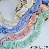 35cm wide glitter soft crystal satin pleated 3d lace fabric fringe ribbon frills ruffles trim dolls cloth headwear sewing decor