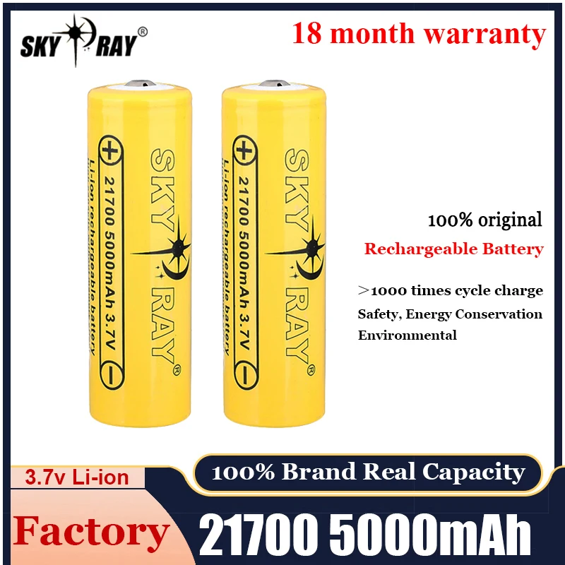 

21700 Battery 5000mAh Capacity Li-ion Rechargeable Battery 3.7V Lithium Power Batteries High Discharge For E-tool/Flashlight/UAV