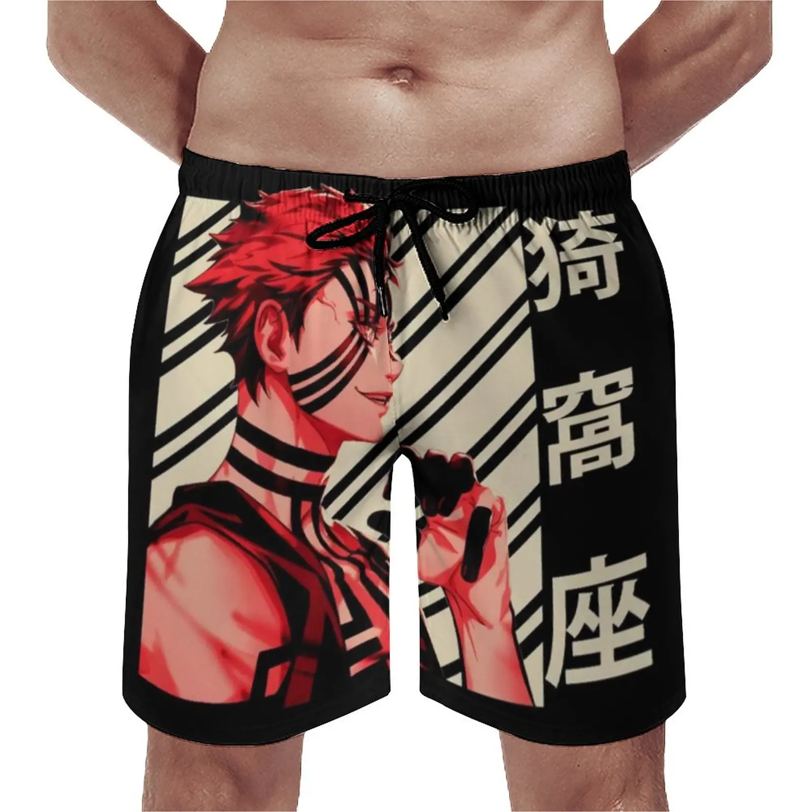 

Akaza Vintage Demon Slayer Board Shorts Anime Manga Japan Otaku Beach Short Pants High Quality Man Classic Custom Swim Trunks