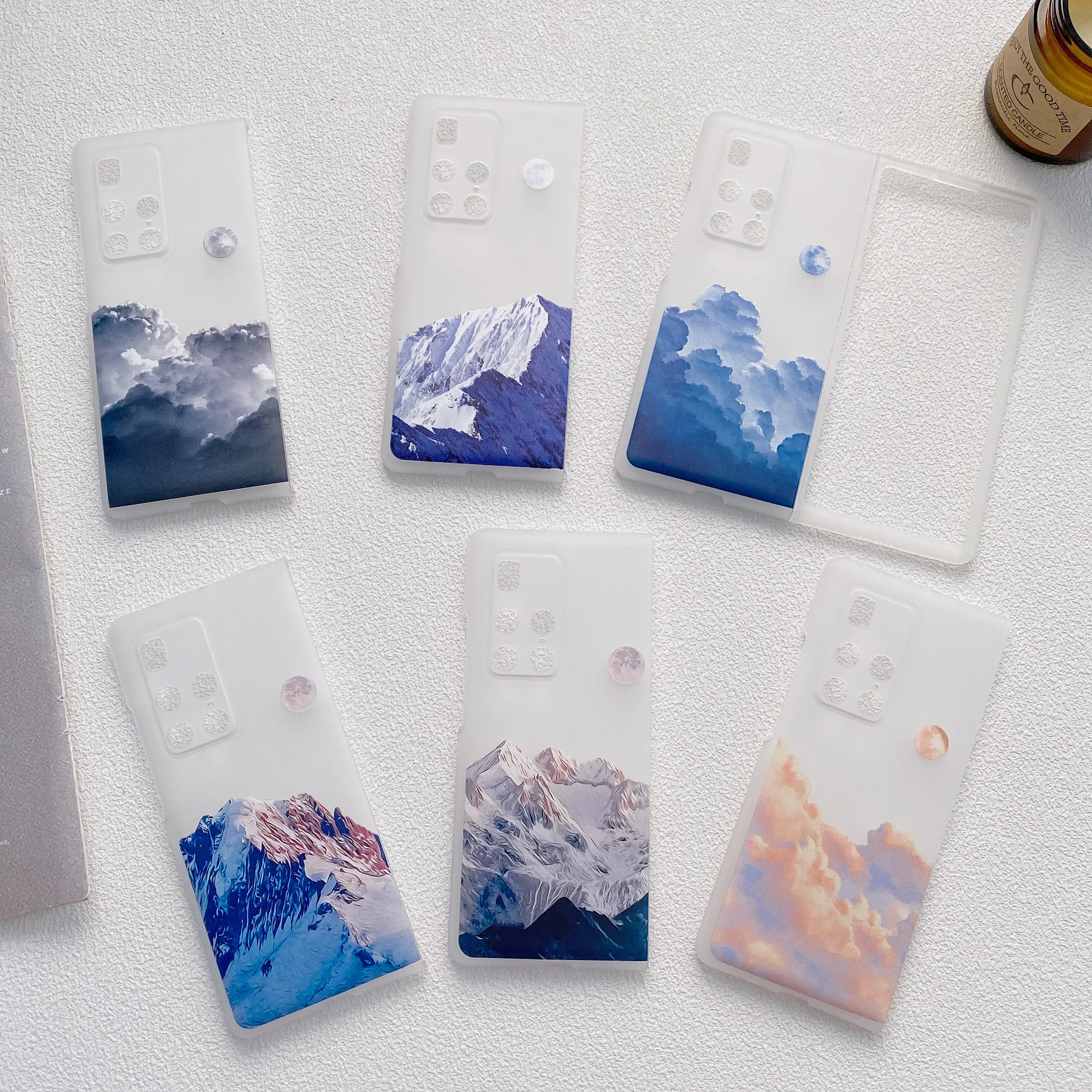

Mate X2 Etui Painted Landscape Phone Case on For Huawei Mate X2 Camera Lens Protection Matte Shockproof Clear Slim Back Cover