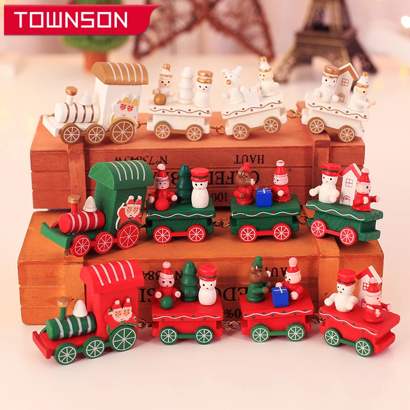 

2022 Рождественское украшение, деревянный поезд, Рождественское украшение, подарки на Рождество, Новый год 2023