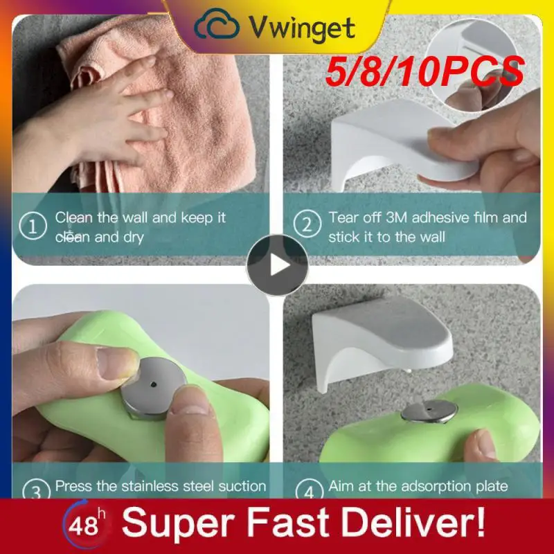 

5/8/10PCS Creative Wall Attachment Soap Rack Magnetic Soap Holder Drain Soaps Soap Container Bathroom Accessories Durable