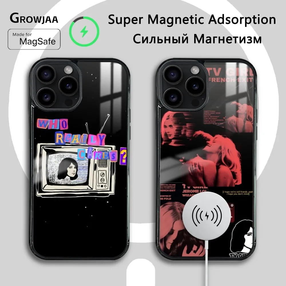 Hot B-Band T-TV Girl Phone Case For iPhone 16 15 14 13 12 11 Pro Max Plus Mini Magsafe Mirror Wireless Magnetic Cover