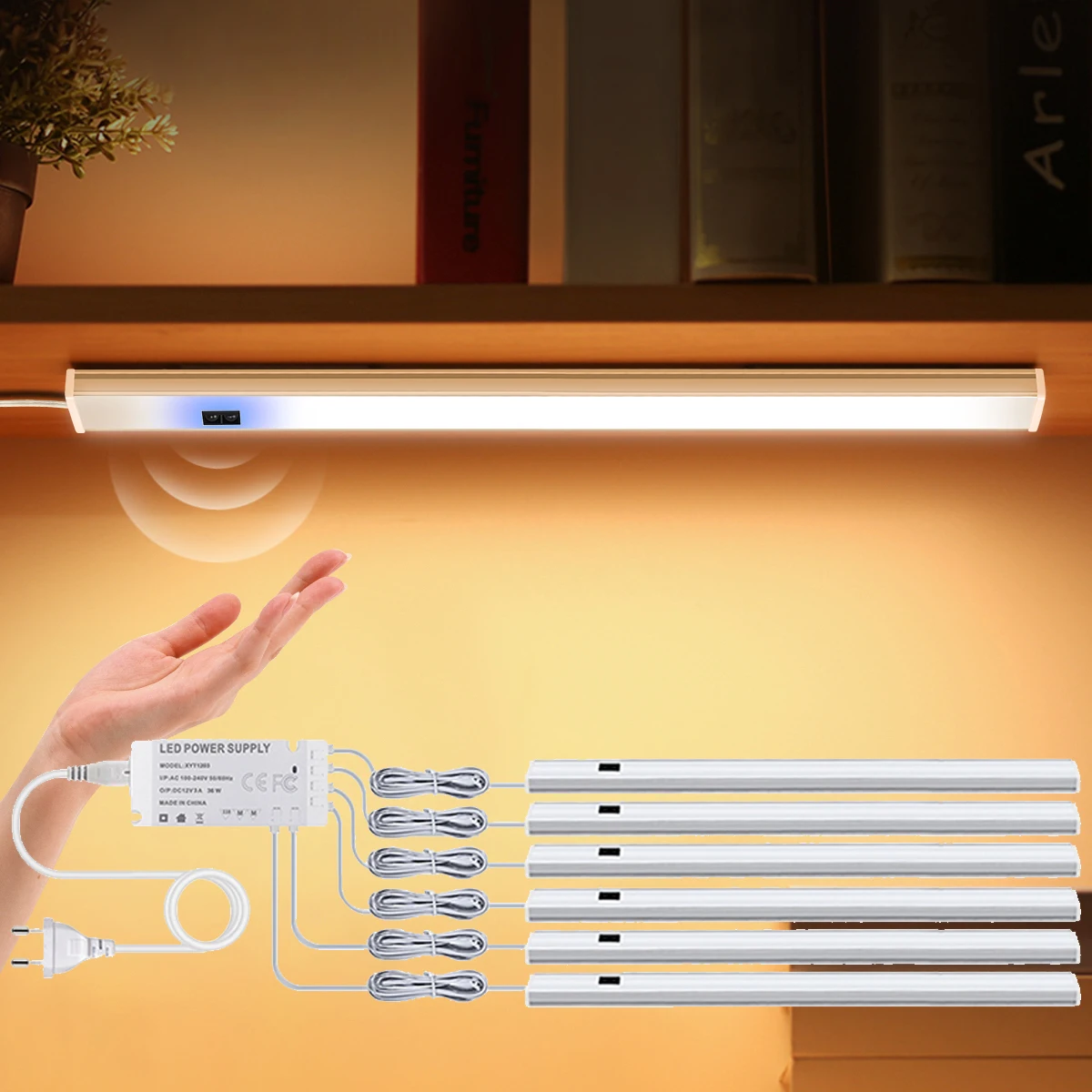 Алюминиевая Лампа С Датчиком Движения Для Освещения Под Шкафом 12 В Постоянного