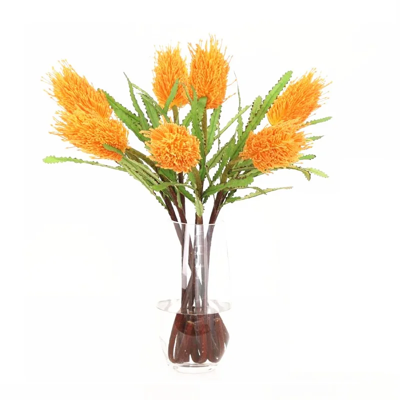 

Orange Banksia Plastic Protea 70CM New Artchoke Cynaroides Diaplay Artificial Flower Wedding Decoration Event Craft INDIGO