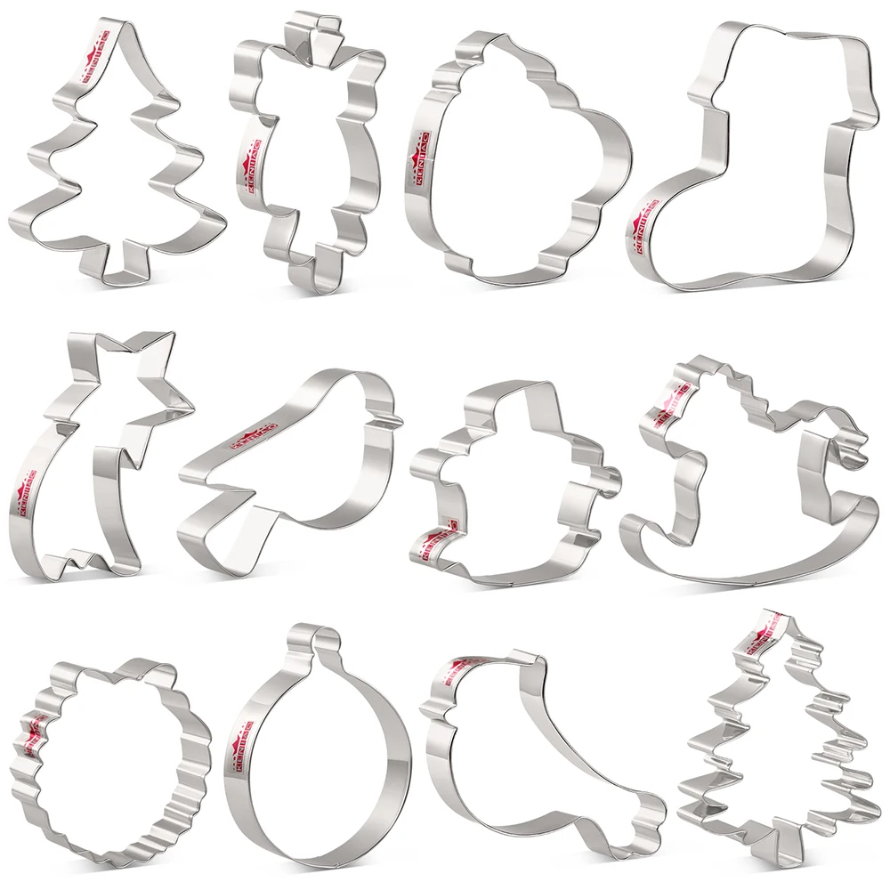 

KENIAO Christmas Cookie Cutter Set - 12 PC - Holiday Winter Biscuit Fondant Bread Molds - Stainless Steel - by Janka