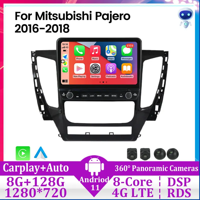 Мультимедийный плеер 2 Din Android 11 10 1 дюйма GPS Wi-Fi BT для Mitsubishi Pajero Sport 3 2016 - 2018 купить по