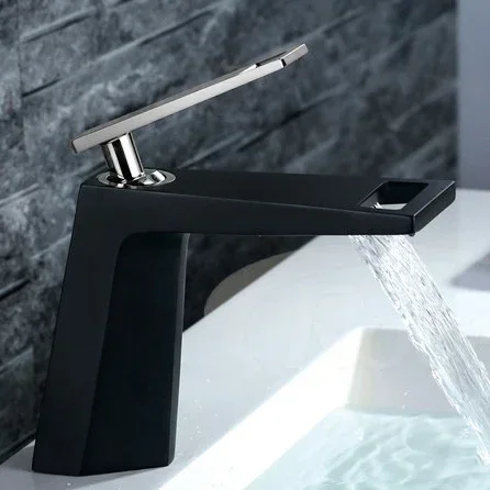 Modern Hot Cold Bathroom Tap Single Lever Deck Mounted Washroom White Metal Finished Brass Lavatory Faucet