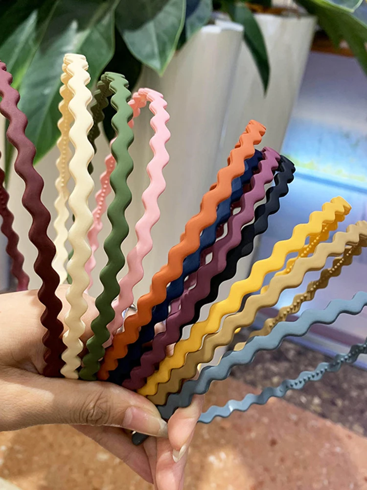 

Toothed Non-Slip Hairbands Makeup Hair Hoop New Fashion Headband Solid Color Wave Thin Head Hoop Women Girl Clamp Headwear