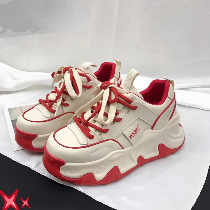 SHANPA High Street Fashion Chunky Sneakers Women Platform American Style Mixed Color Shoes Casual Comfortable Female Footwear