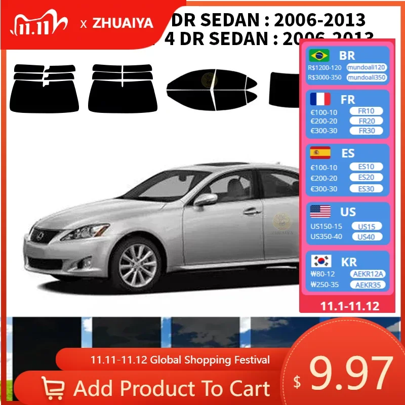 

Нанокерамическая Автомобильная УФ-пленка Precut для окон, автомобильная оконная пленка для LEXUS IS 4 DR SEDAN 2006-2013