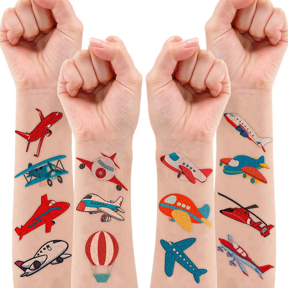 

Airplane Temporary Tattoos Birthday Party Supplies Jet Theme Favors Tattoo Stickers For Kid Gift Classroom School Prizes Rewards