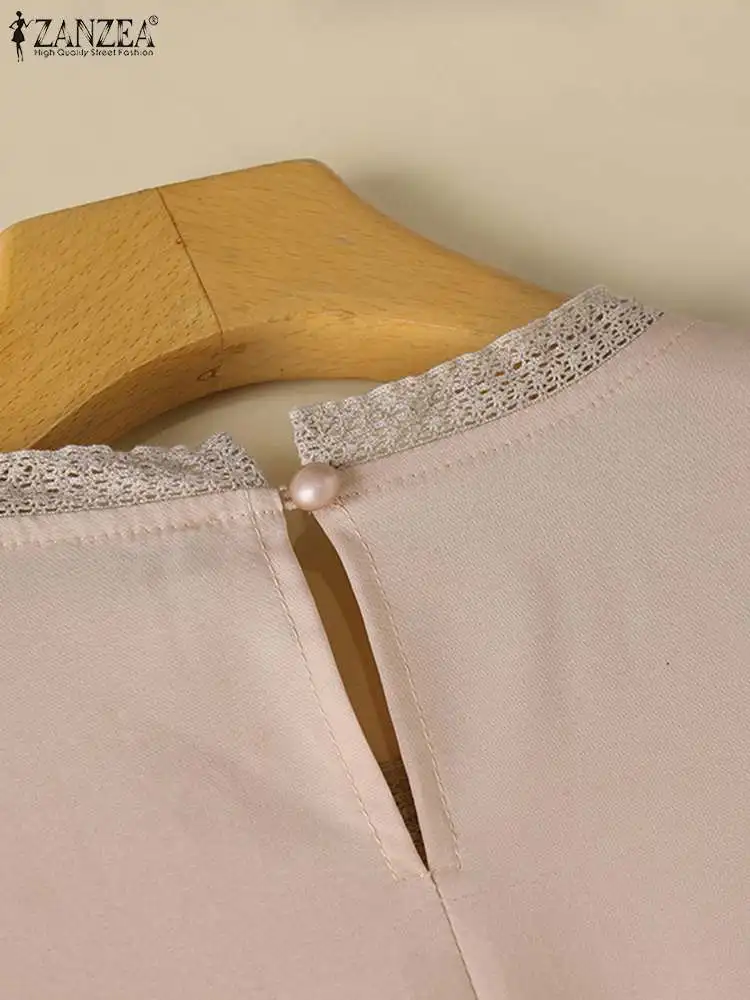 Элегантная блузка с цветочной вышивкой ZANZEA винтажные женские шифоновые топы 2024