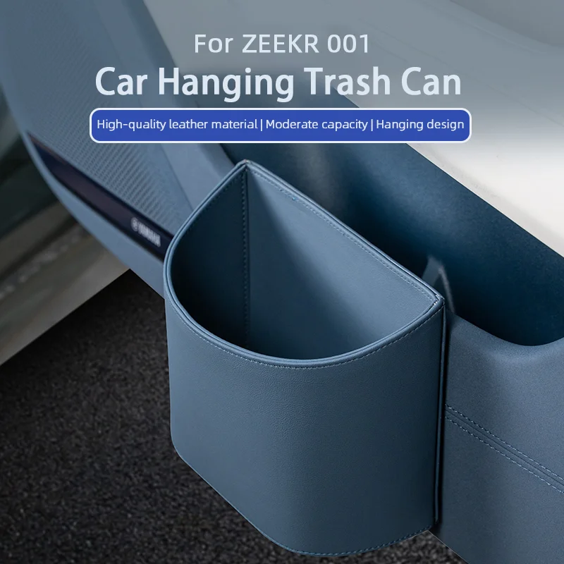 Для ZEEKR 001/X/007/009 автомобильный мусорный бак подвесной кожаное ведро для хранения