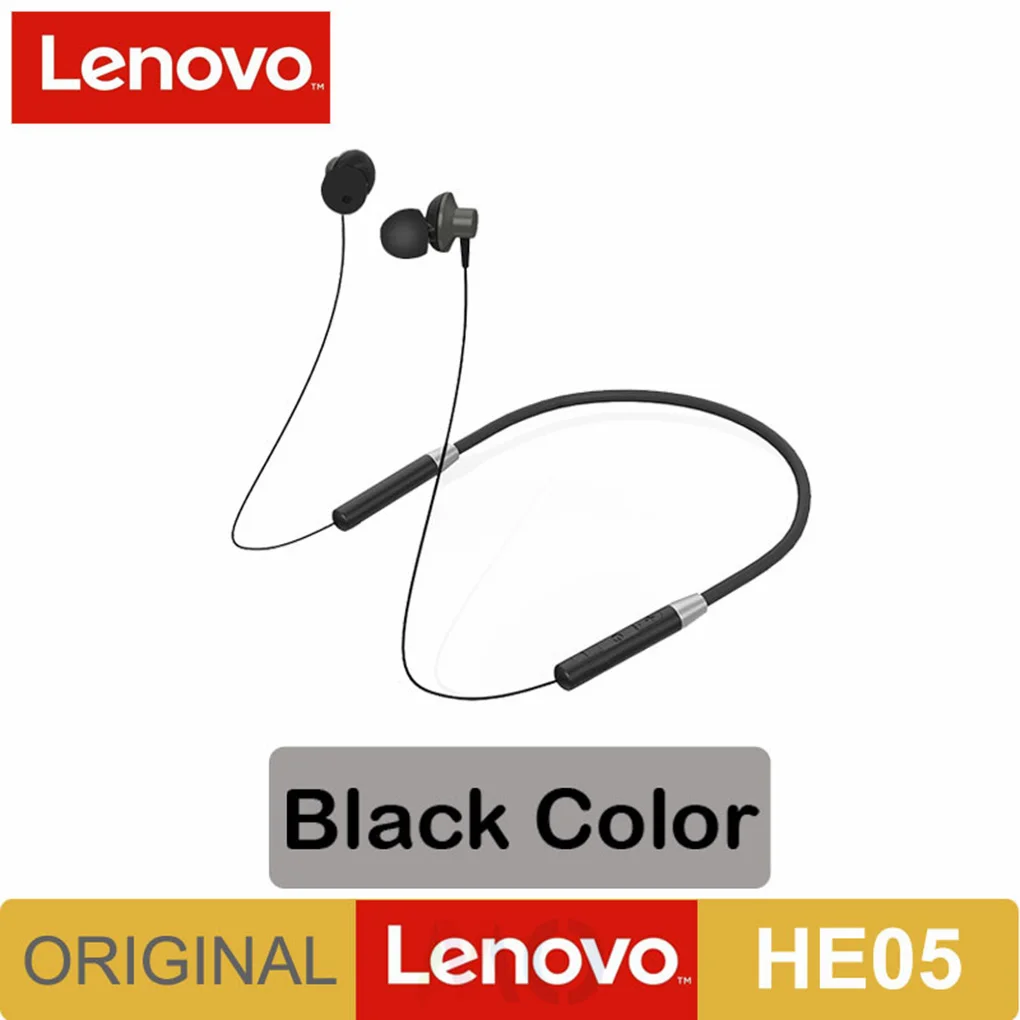 

Lenovo HE05 Bluetooth 5.0 Wireless Earbuds Magnetic Neckband Earphones IPX5 Waterproof Sport Headset with Noise Cancelling Mic
