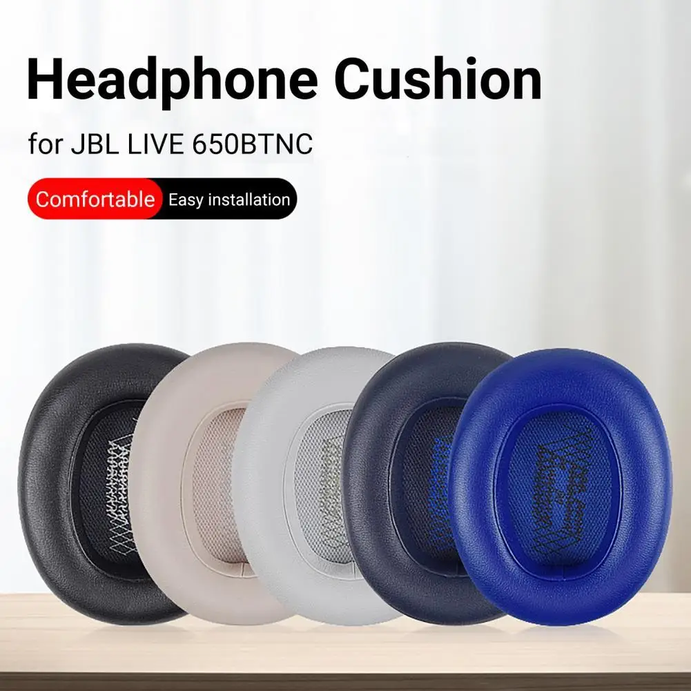 

Headphone Cushion Breathable Good Resilience Comfortable Protein Faux Leather Simple Headset Cushion for JBL LIVE 650BTNC