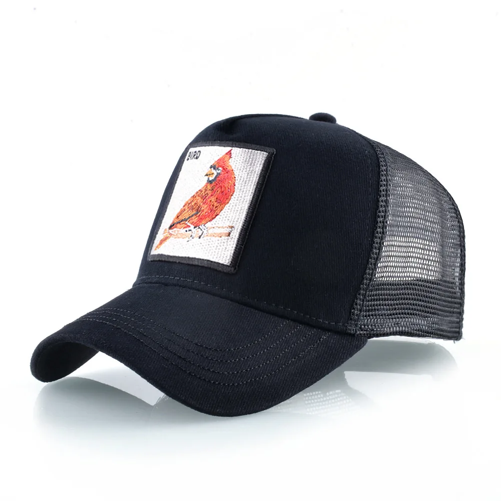 Fashion Animal Bird Embroidery Trucker Hat Men Women Mesh Cap Cotton Hip Hop Dad Breathable American Summer Net Hat Dropshipping