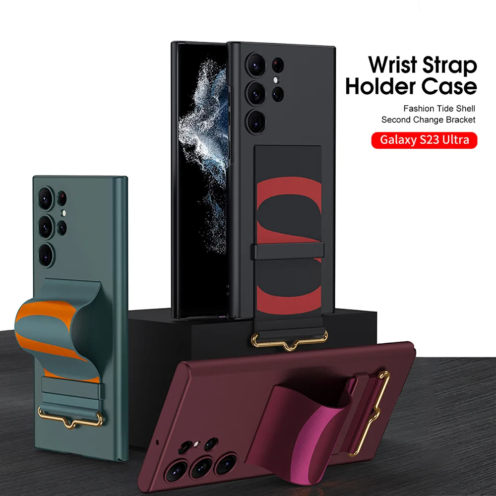 

Luxury Shockproof Phone Cases For Samsung Galaxy S23 Funda Samsung S23 Ultra S23 Plus Wrist Strap Chain Phone Bag Covers