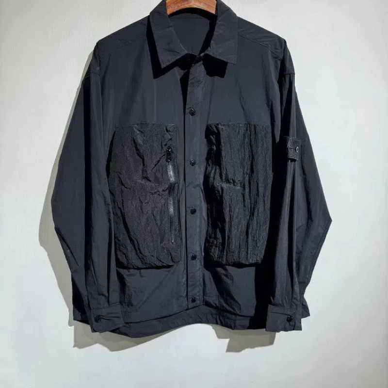 24AW новые зимние куртки с воротником рубашки мужские на шнурке мужская зимняя