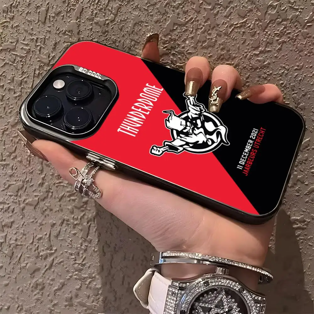 MINISO-Thunderdome Music Phone Case Matte Colored Silver For Iphone 16 15 14 Pro 13 12 Plus 11 Luxury Cover