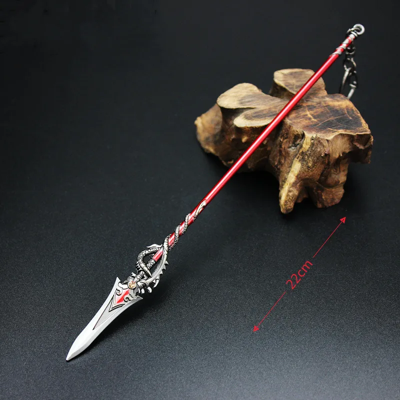 

Game Peripheral Weapons Spear Alloy Weapon Model Ornament Keychain 22cm Diamond Version Metal Handicraft Ornaments Toy Sword