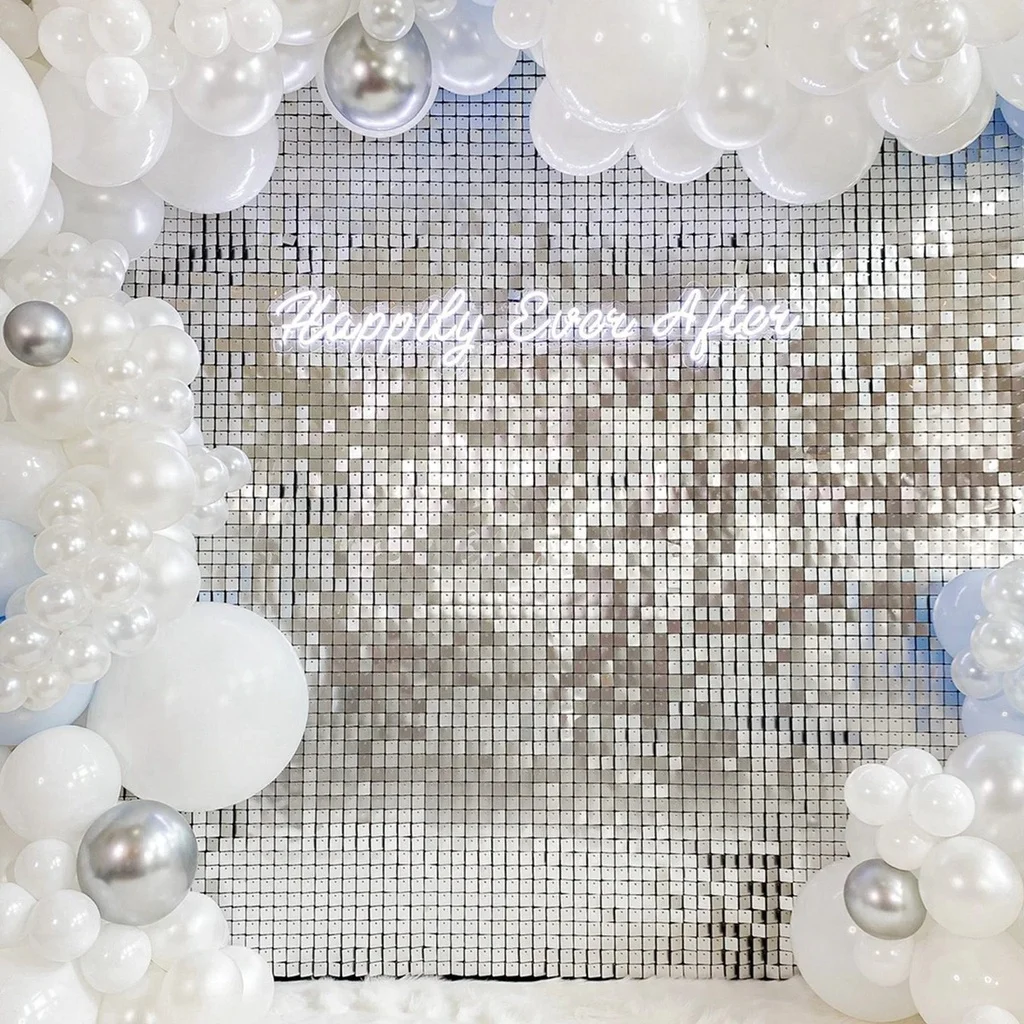 Sequin Backdrop Birthday Wedding Decor Baby Shower Sequin Wall Glitter Backdrop Foil Curtain Garland