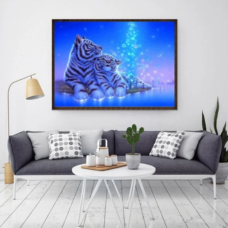 DIY 5D Full Diamond Cartoon Tiger Painting Dotz Cross Stitch Decorative Home Decoration |