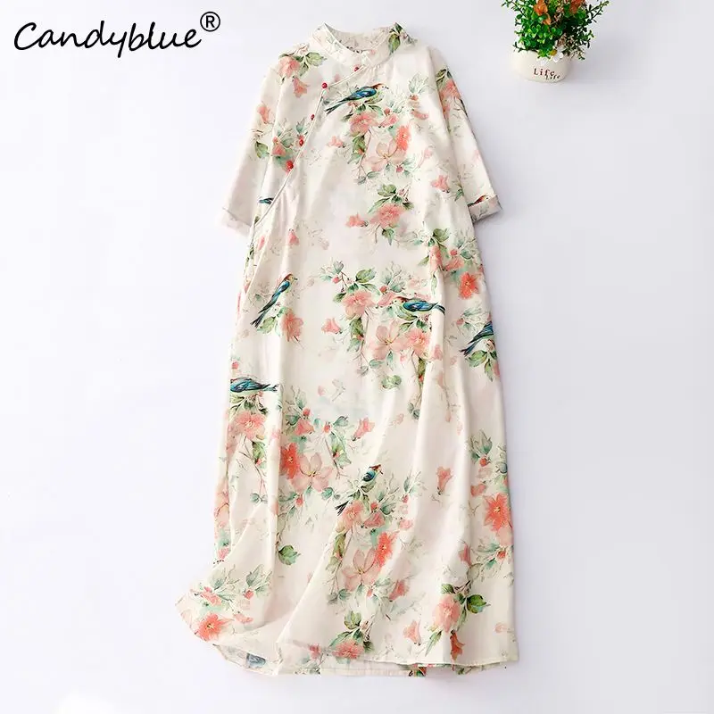 

Casual Women Dresses Chinese Style Literary And Artistic Hanfu Spring And Summer New Seven Quarter Sleeved Women's Fashion Dress