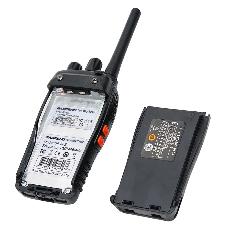 2PCS Baofeng BF-88E PMR 446 Walkie Talkie 0.5 W UHF 446 MHz 16 CH Handheld Ham Two-way Radio with USB Charger for EU User